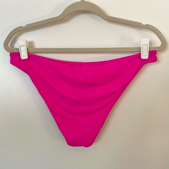 Two Piece Bikini Swimsuit One Shoulder Hot Pink Neon Barbiecore L - Picture 7 of 7
